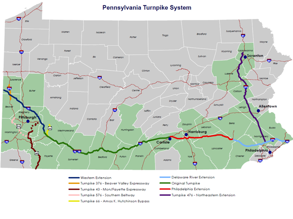 Pennsylvania Toll Road Map Ptc Fiber Optic Network Project | Pa Turnpike