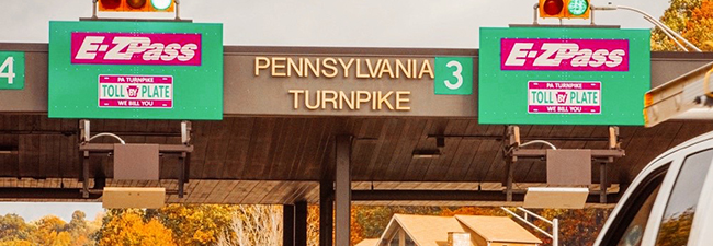 Toll Point with Pennsylvania Turnpike and E-ZPass signs
