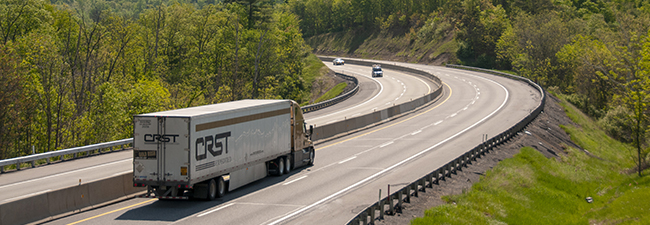 Tractor trailer on PA Turnpike roadway